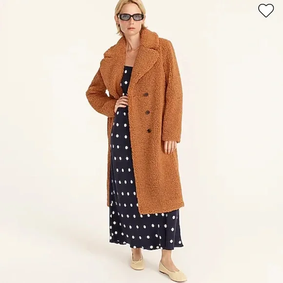 J. Crew Petite double-breasted teddy sherpa topcoat - Picture 2 of 8